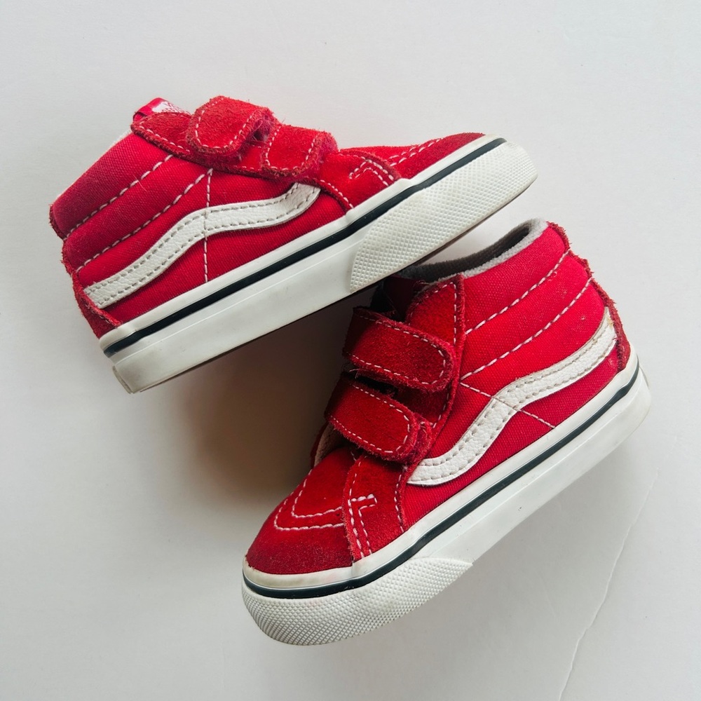 Vans Red and White Kids Sneakers